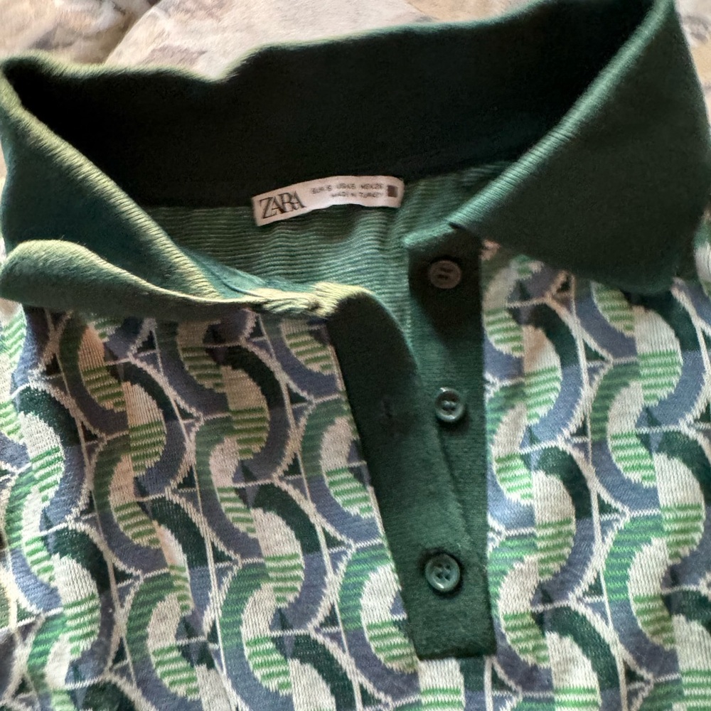 Zara Green and Blue Patterned Cardigan